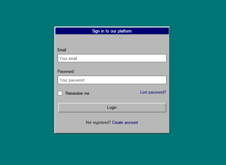 Windows 95 Bootstrap Login Page Preview