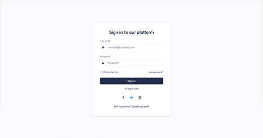Sign in page preview