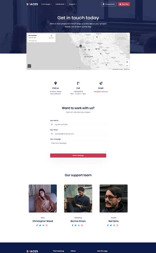Contact page preview