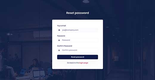 Reset Password preview
