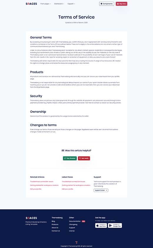 Terms page preview