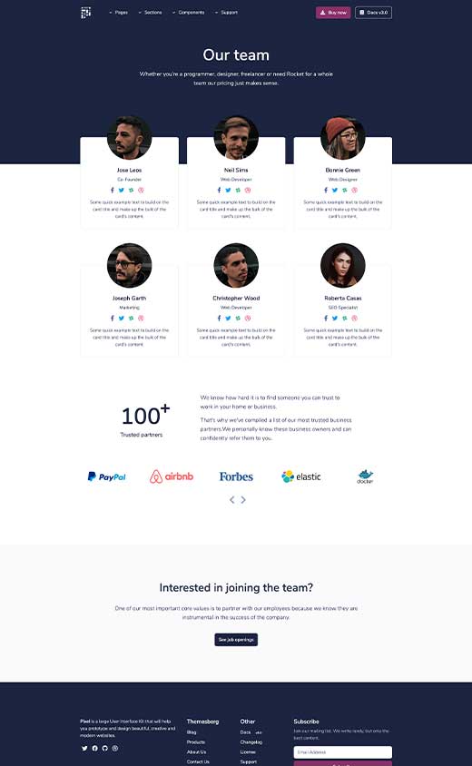 About team page preview